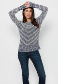 Jersey de manga larga con cuello redondo. tricot a rayas para mujer | moda actual