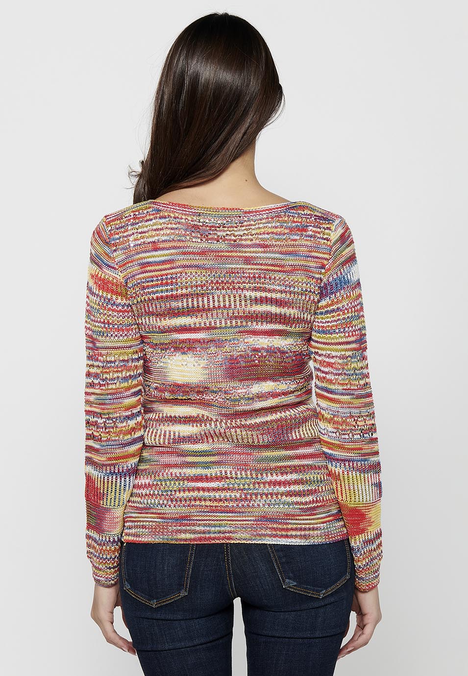Jersey punto tricot calado multicolor mujer