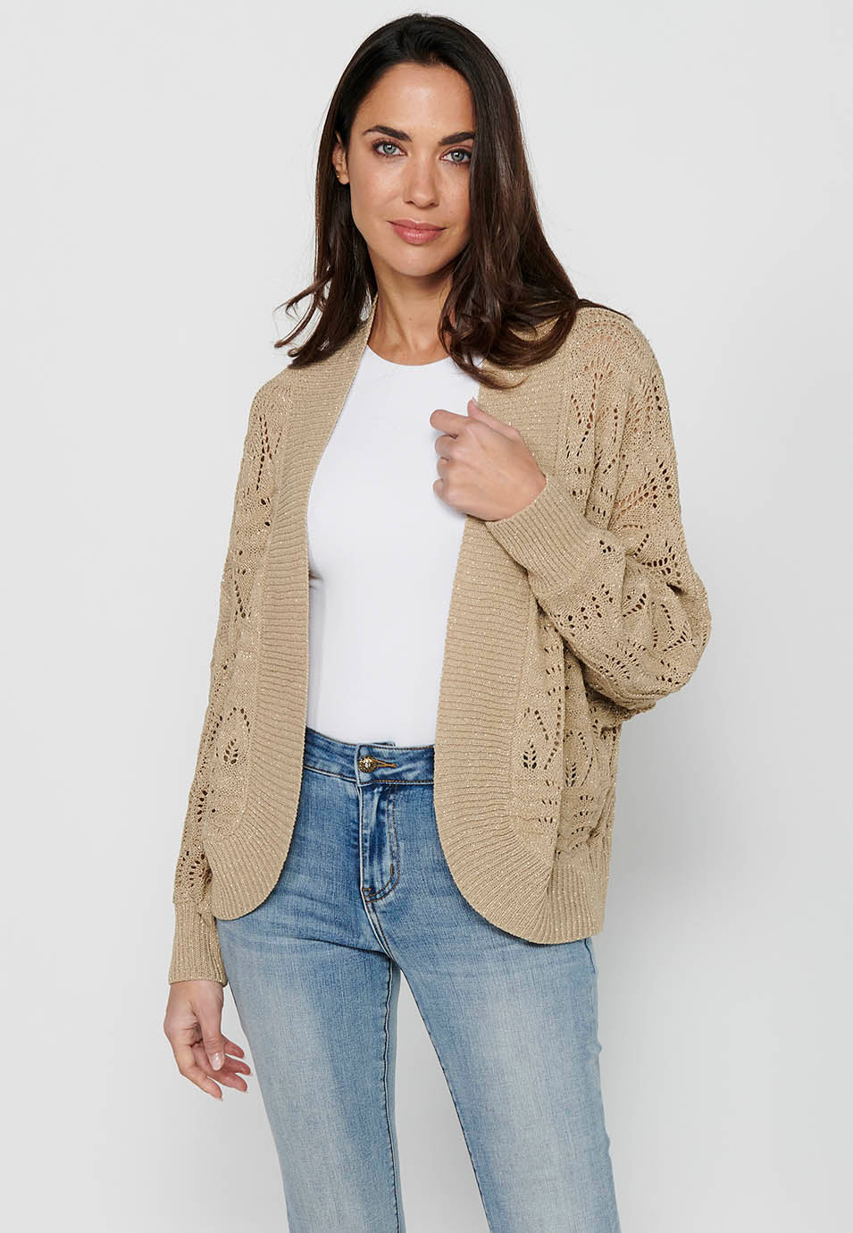 Chaqueta de punto con mangas holgadas para mujer | moda actual