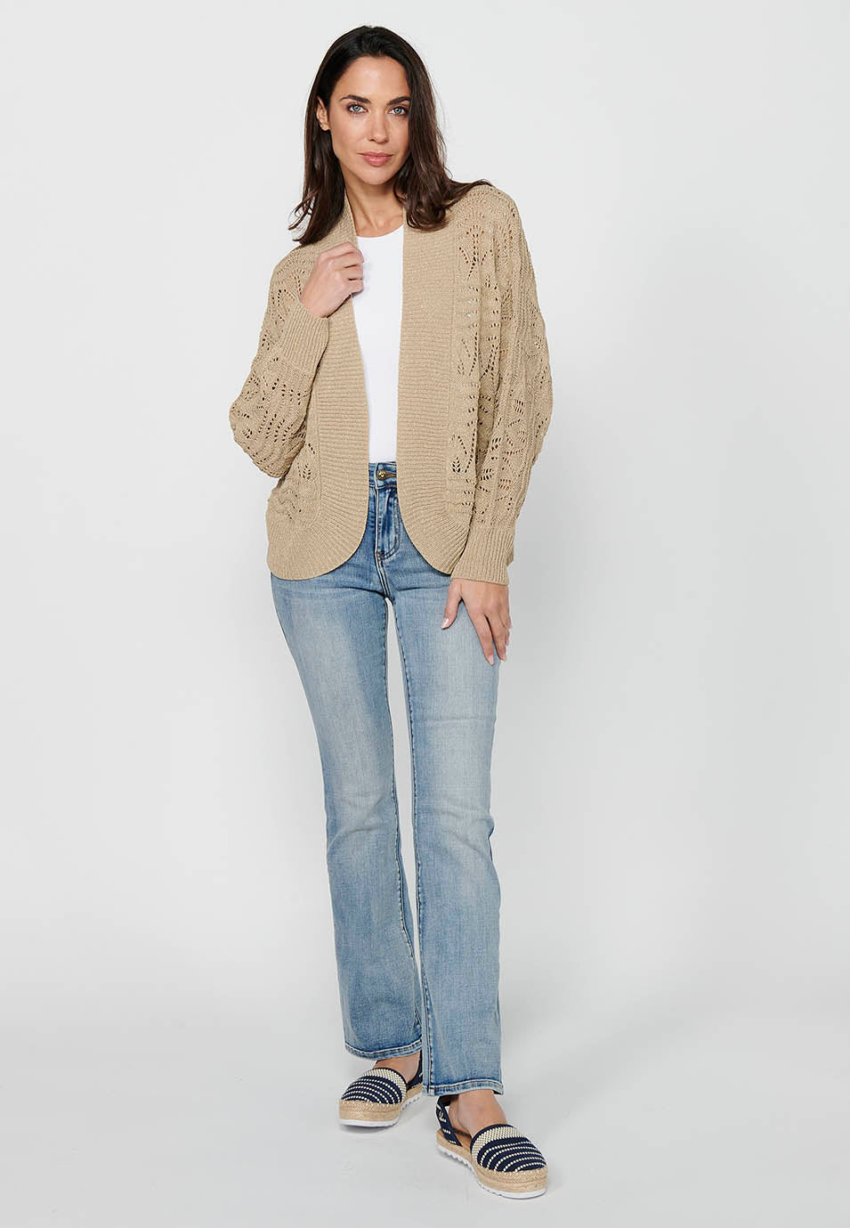 Chaqueta de punto con mangas holgadas para mujer | moda actual