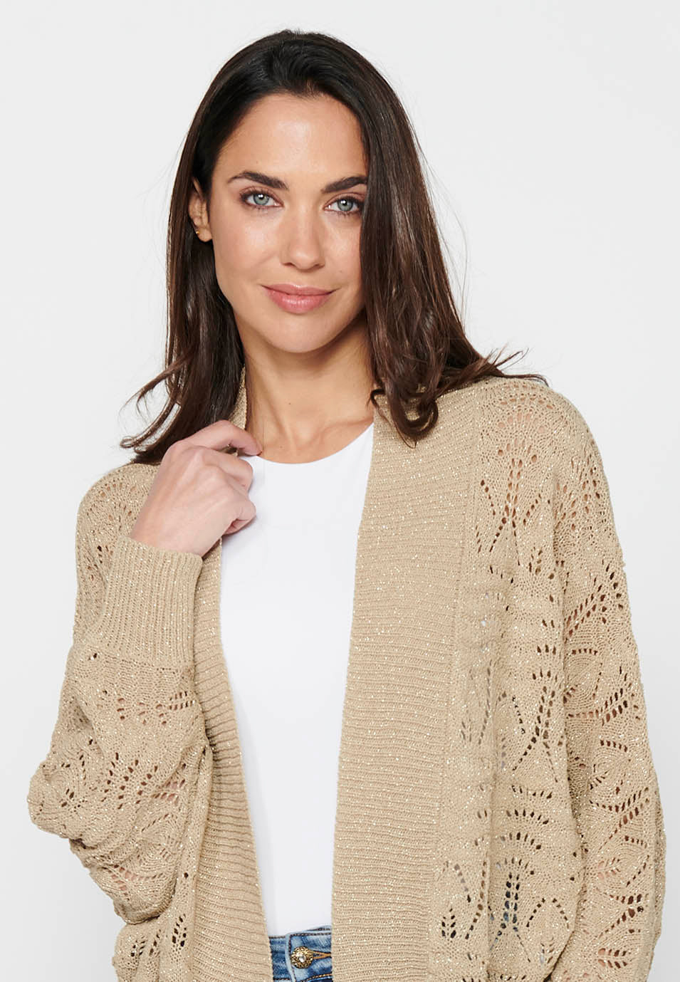 Chaqueta de punto con mangas holgadas para mujer | moda actual