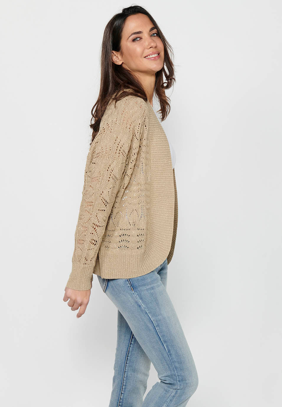 Chaqueta de punto con mangas holgadas para mujer | moda actual