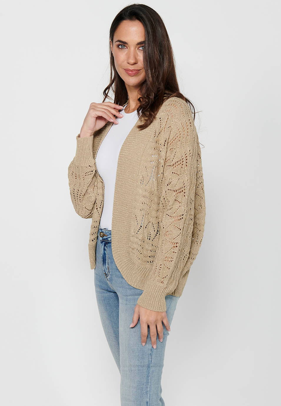 Chaqueta de punto con mangas holgadas para mujer | moda actual