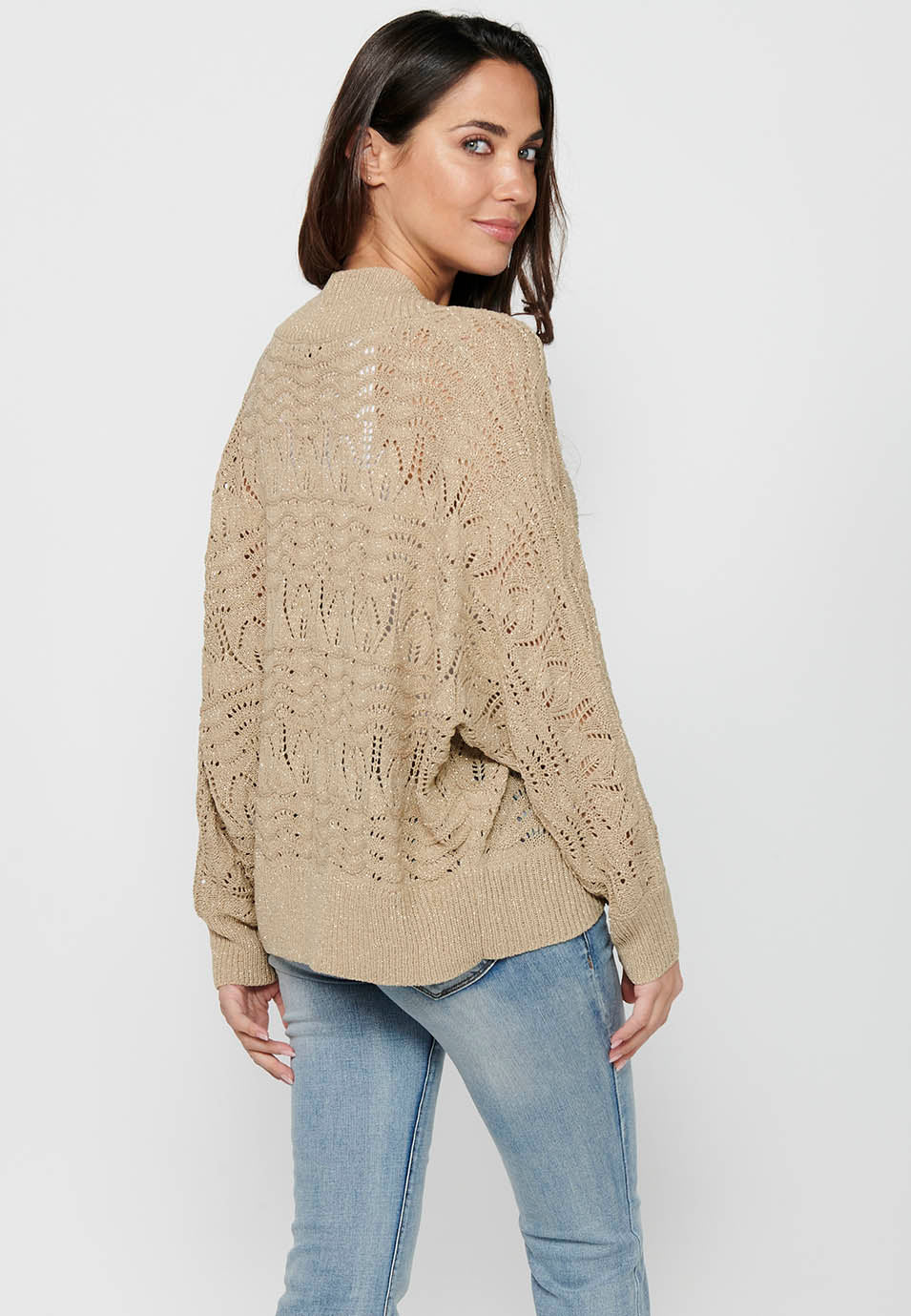 Chaqueta de punto con mangas holgadas para mujer | moda actual