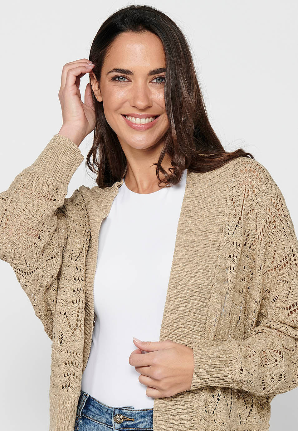 Chaqueta de punto con mangas holgadas para mujer | moda actual