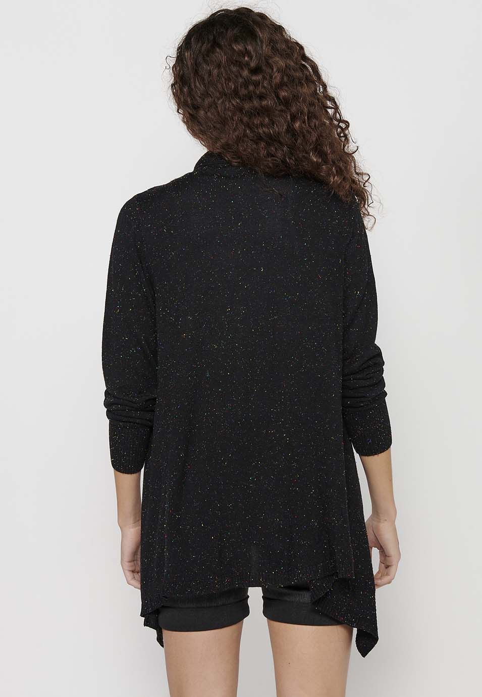 Chaqueta tricot de manga larga con acabado asimétrico. tricot jaspeado para mujer | moda actual