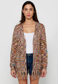 Chaqueta de punto de manga larga. tricot jaspeado de multicolor para mujer | moda actual