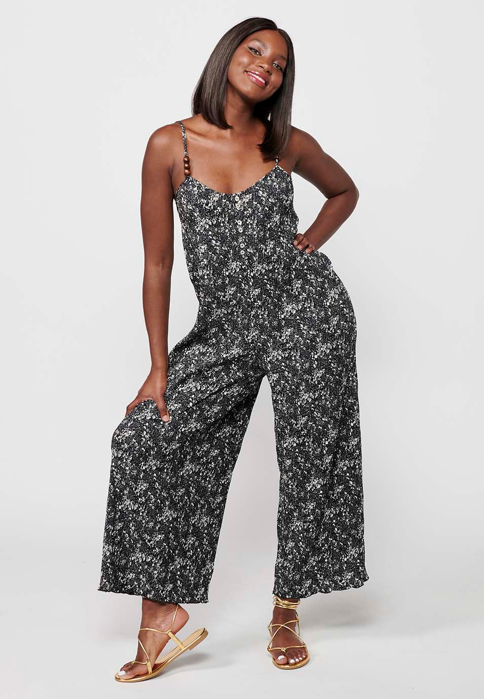 Jumpsuit holgado con estampado floral para mujer | moda actual