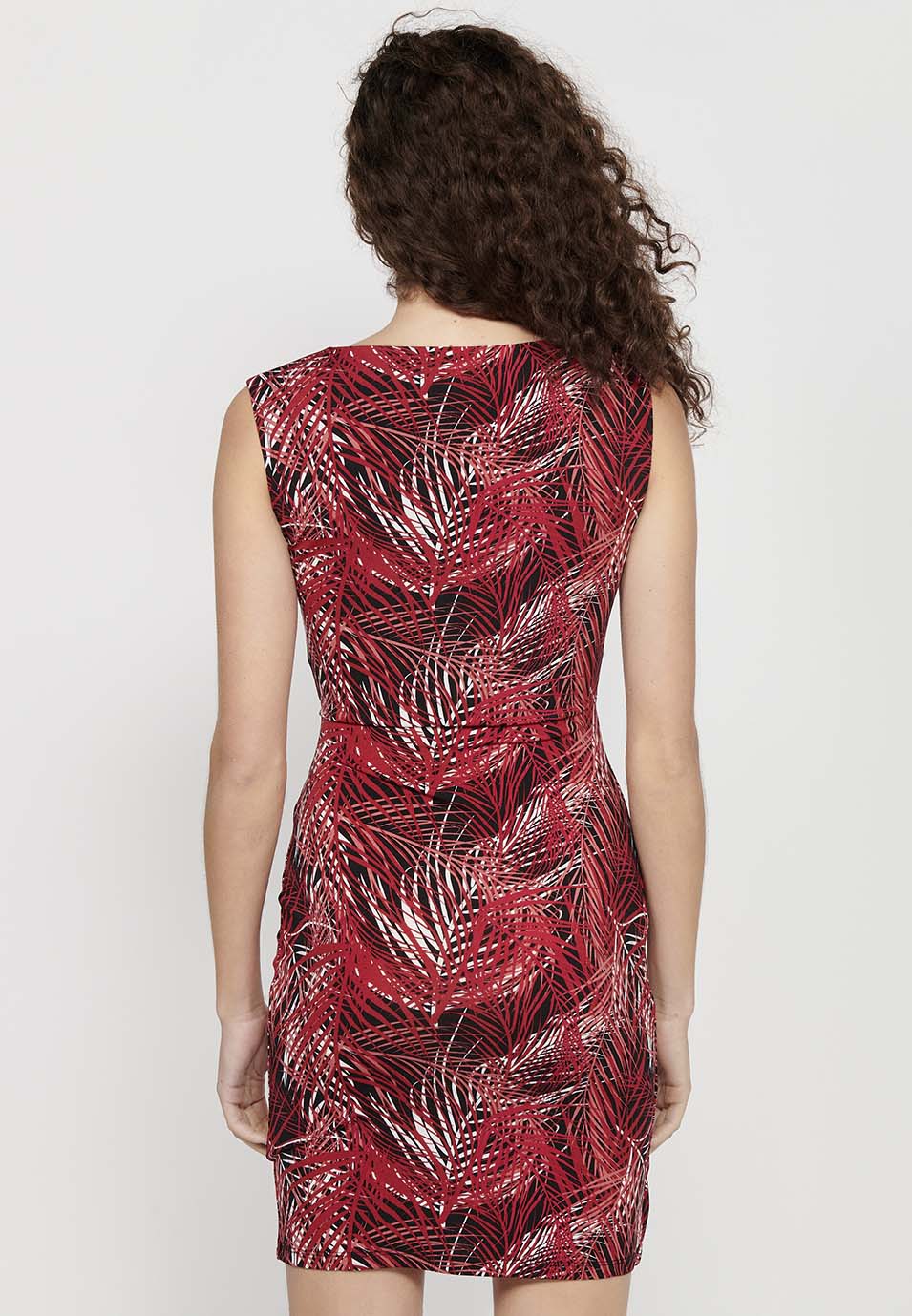 Vestido sin mangas con escote pico cruzado y estampado floral para mujer | moda actual