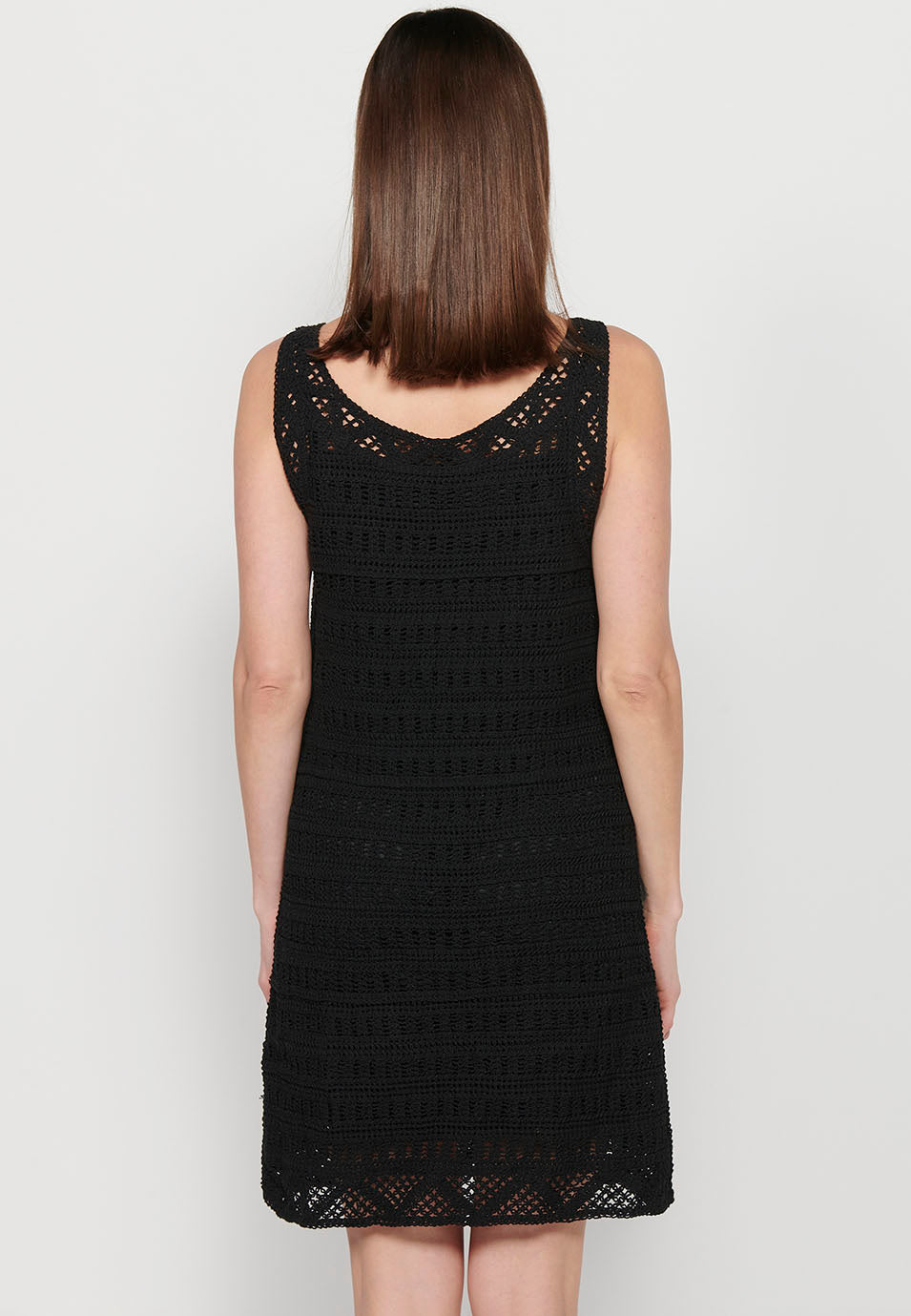 Vestido corto de tirantes con tela tricot con forro para mujer | moda actual