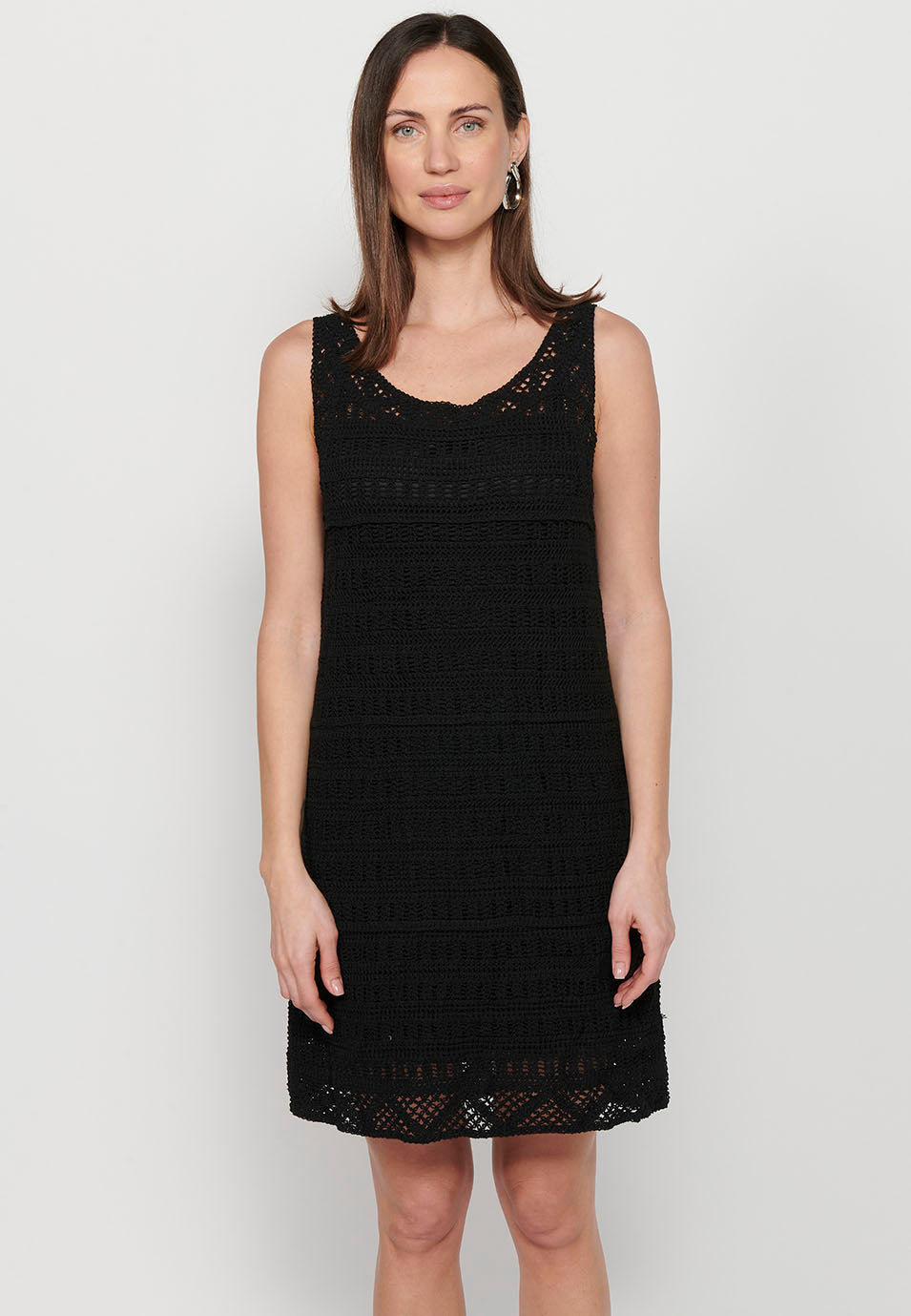 Vestido corto de tirantes con tela tricot con forro para mujer | moda actual