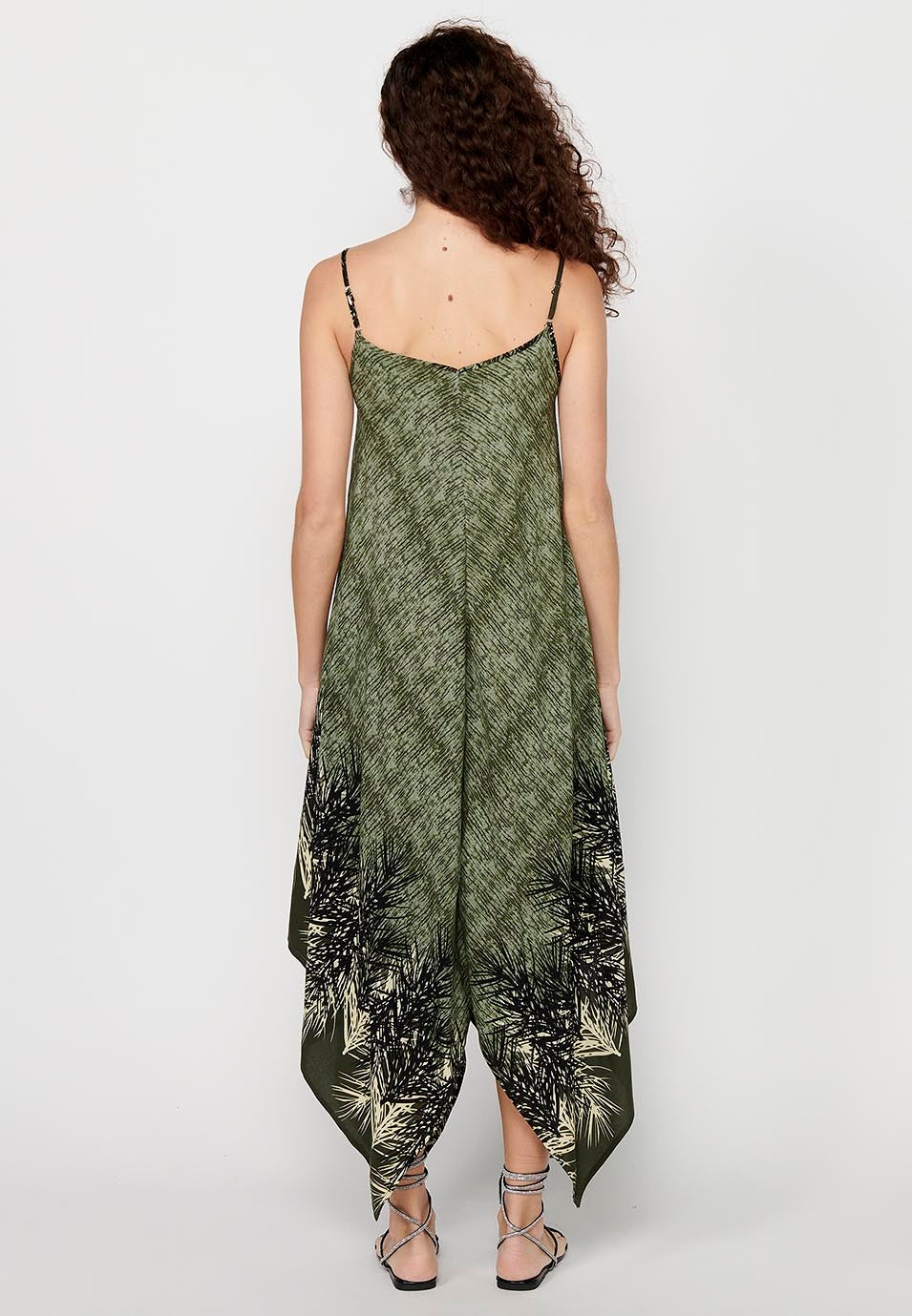 Vestido de tirantes con acabado en picos y estampado floral para mujer | moda actual