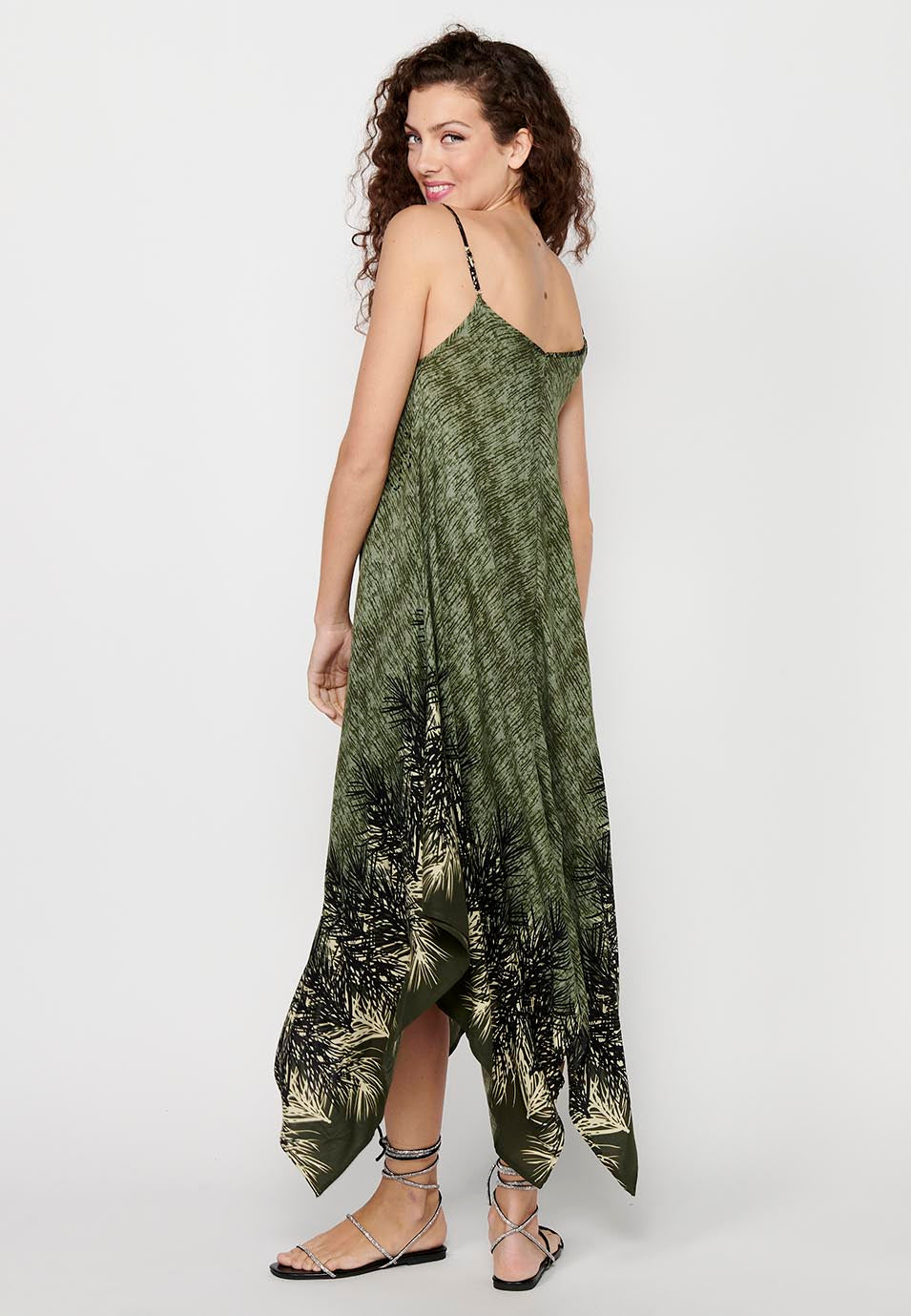 Vestido de tirantes con acabado en picos y estampado floral para mujer | moda actual