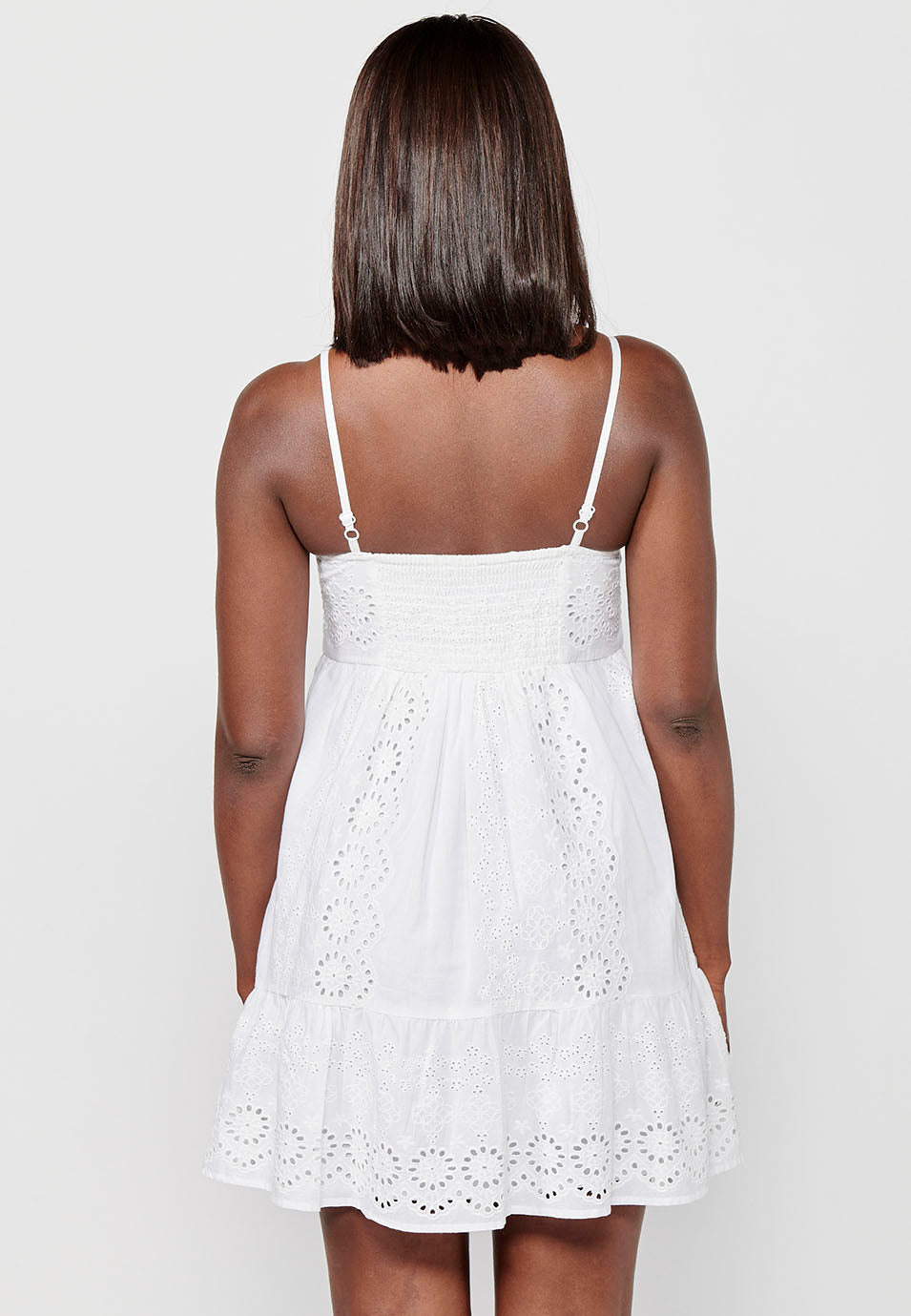 Vestido de tiantes, cuello v, tela bordada, para mujer | moda actual