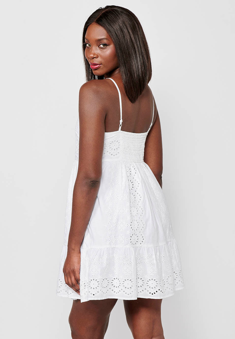 Vestido de tiantes, cuello v, tela bordada, para mujer | moda actual