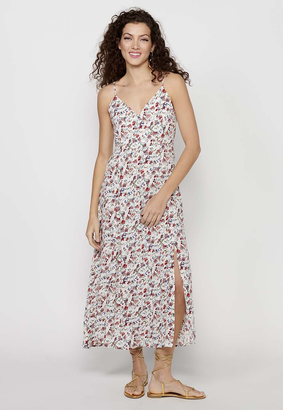 Vestido de tirantes ajustables con abertura lateral y cierre trasero con cremallera para mujer | moda actual