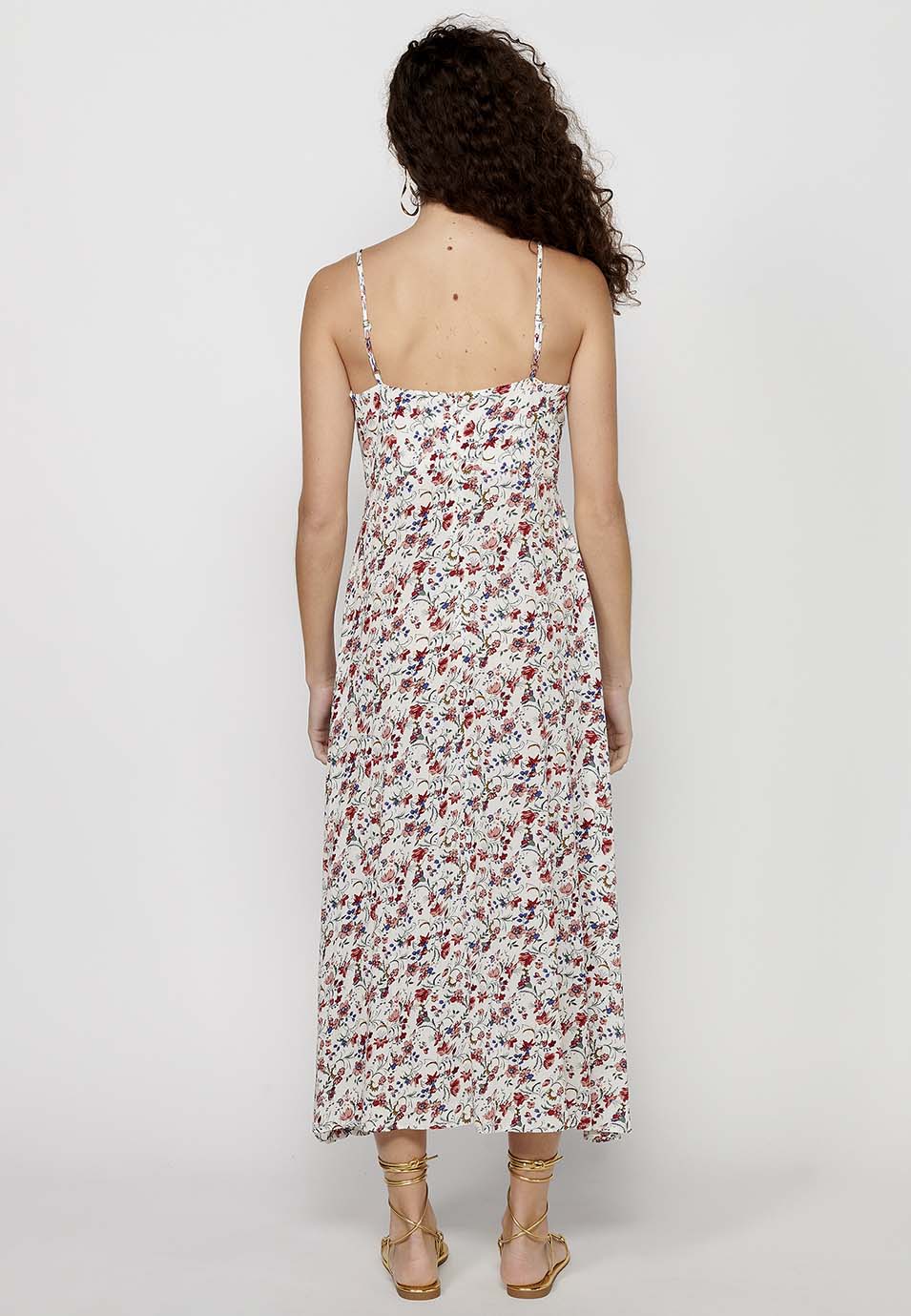 Vestido de tirantes ajustables con abertura lateral y cierre trasero con cremallera para mujer | moda actual