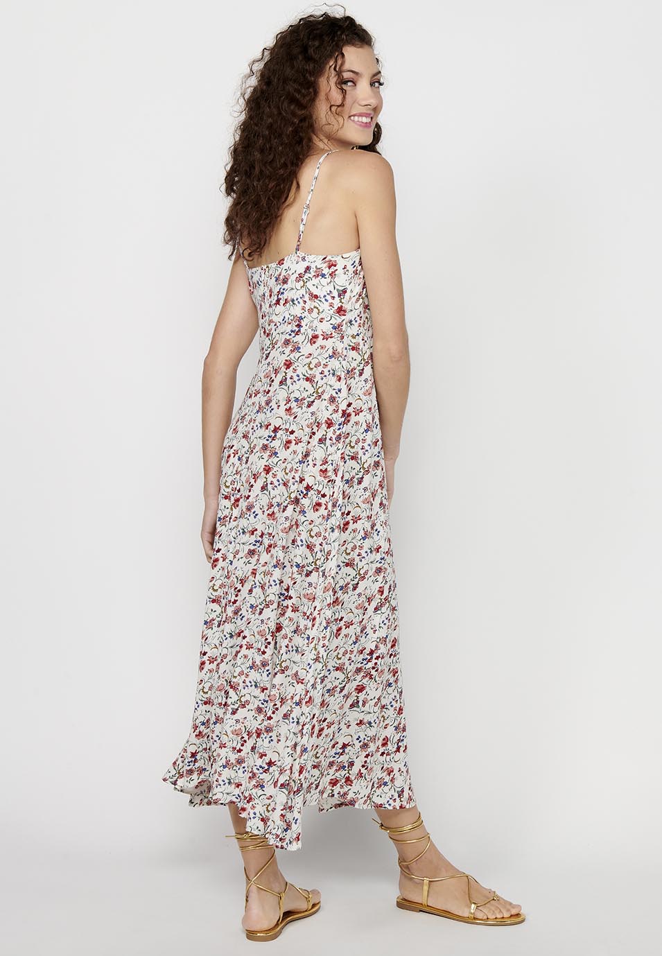 Vestido de tirantes ajustables con abertura lateral y cierre trasero con cremallera para mujer | moda actual