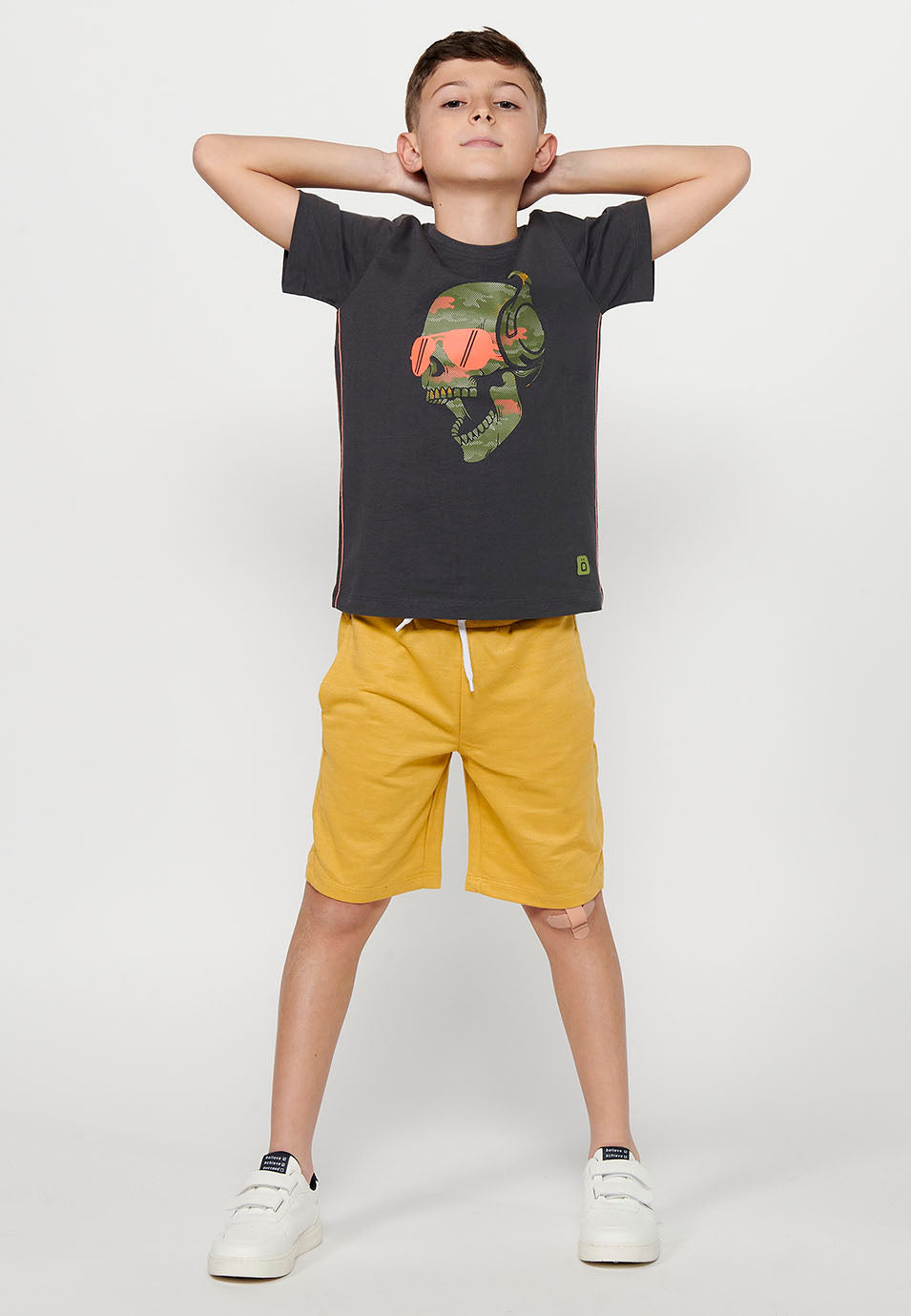 Camiseta Niño Manga Corta Calavera – Koroshi Gris