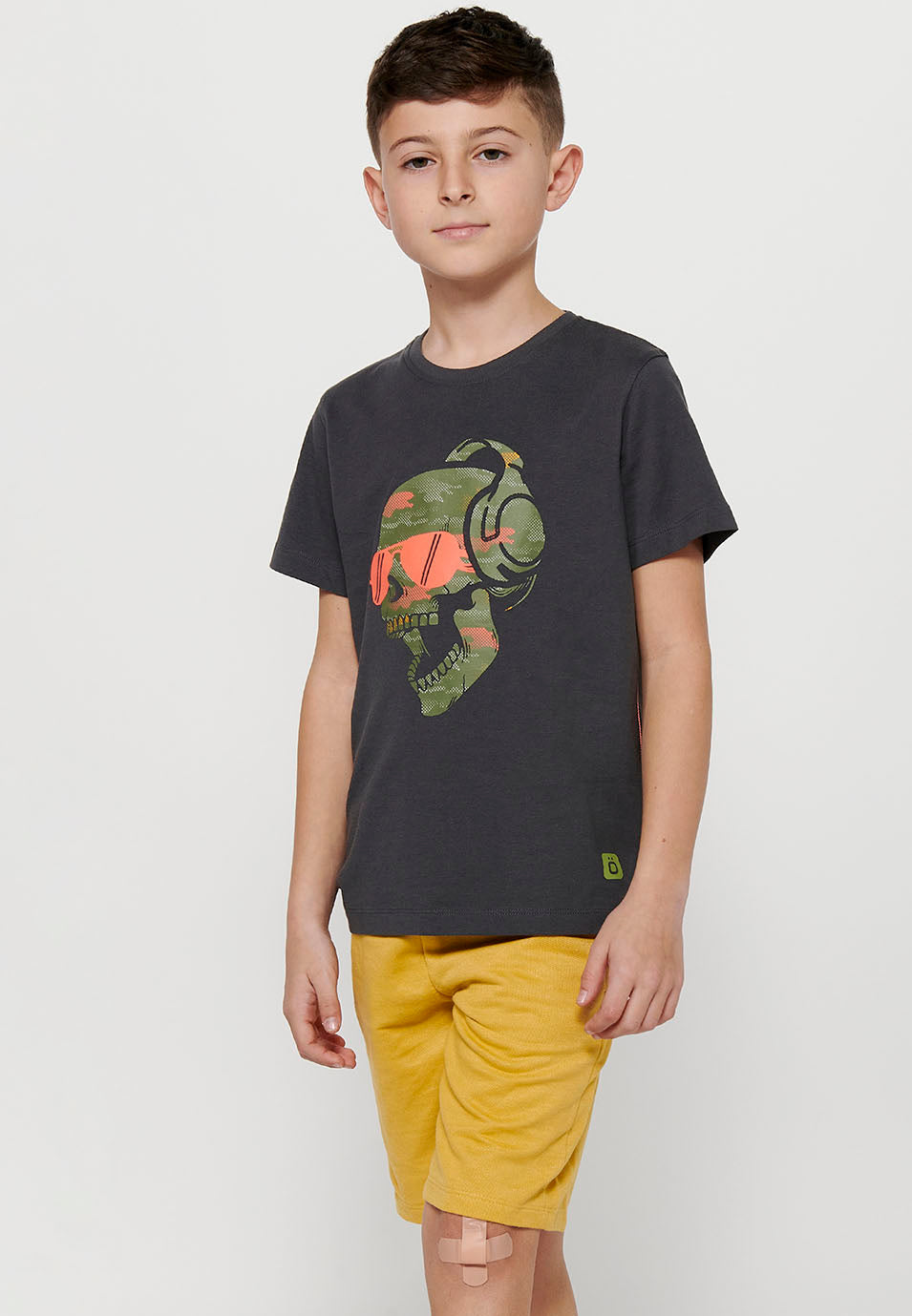 Camiseta Niño Manga Corta Calavera – Koroshi Gris