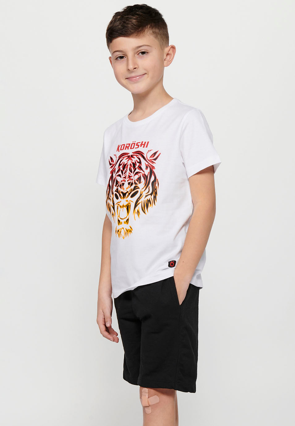 Camiseta Niño Manga Corta Tigre – Koroshi Blanco