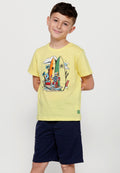 Camiseta Niño Manga Corta Surf Playa – Koroshi Amarillo