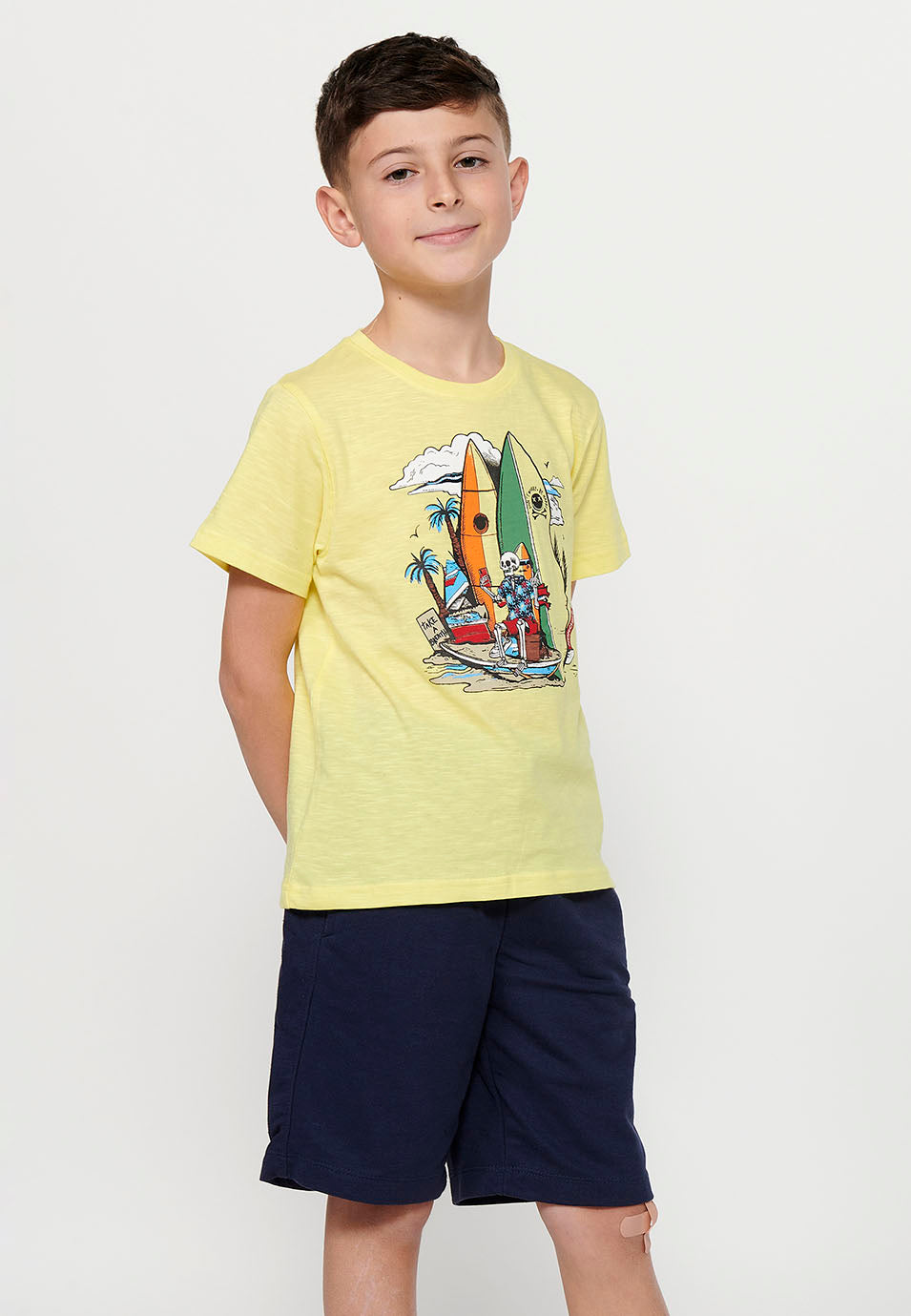 Camiseta Niño Manga Corta Surf Playa – Koroshi Amarillo