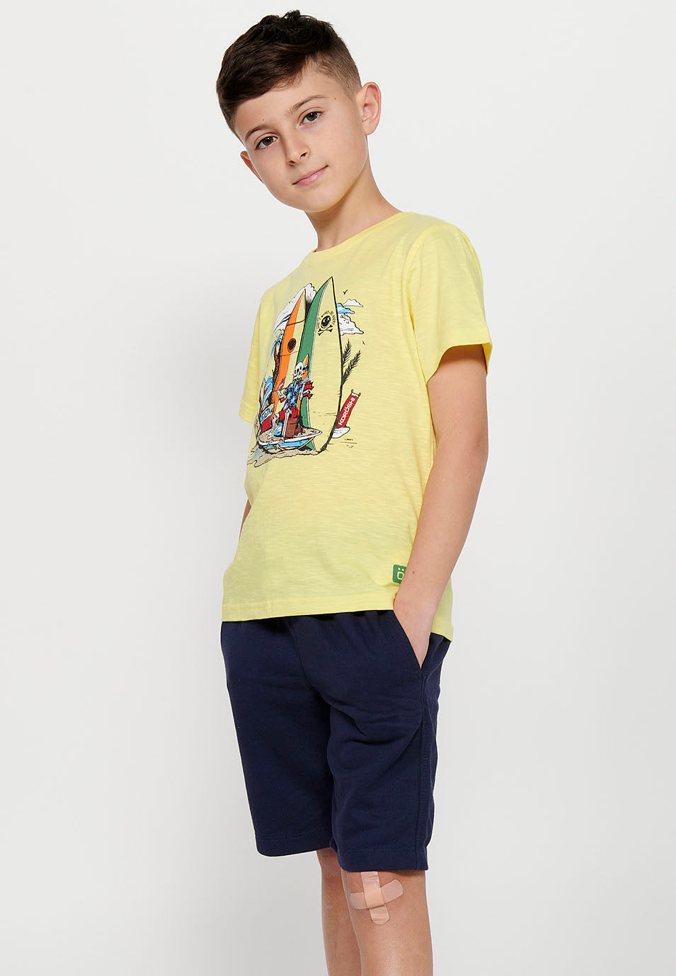 Camiseta Niño Manga Corta Surf Playa – Koroshi Amarillo