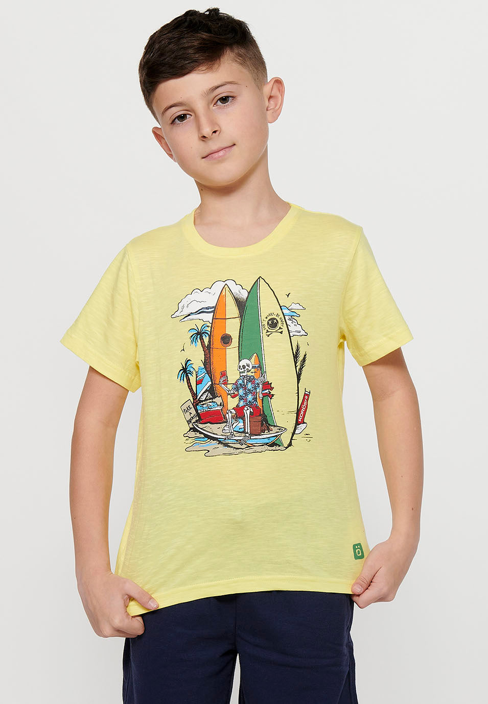 Camiseta Niño Manga Corta Surf Playa – Koroshi Amarillo
