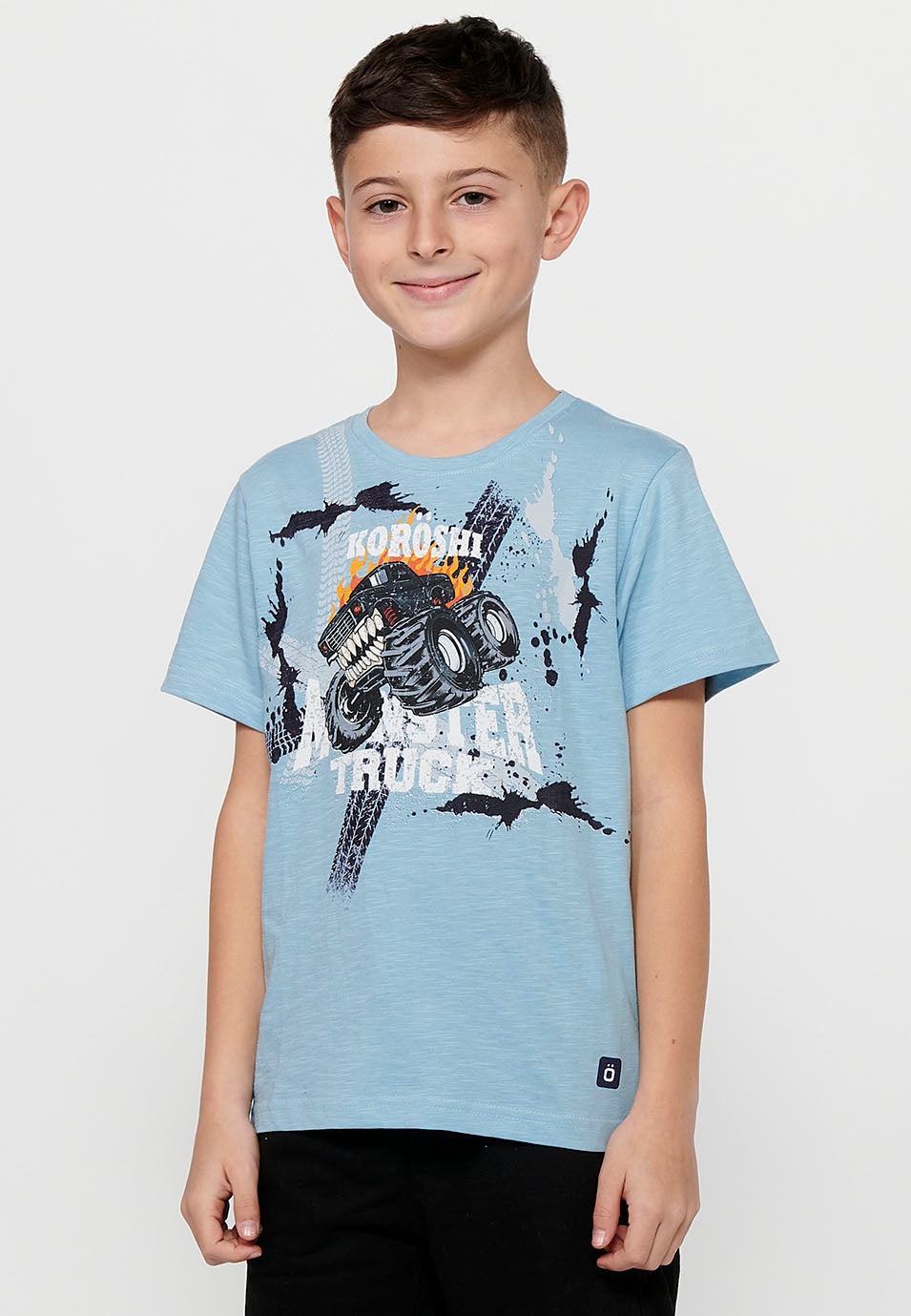 Camiseta Niño Manga Corta Monster Truck – Koroshi Azul Celeste