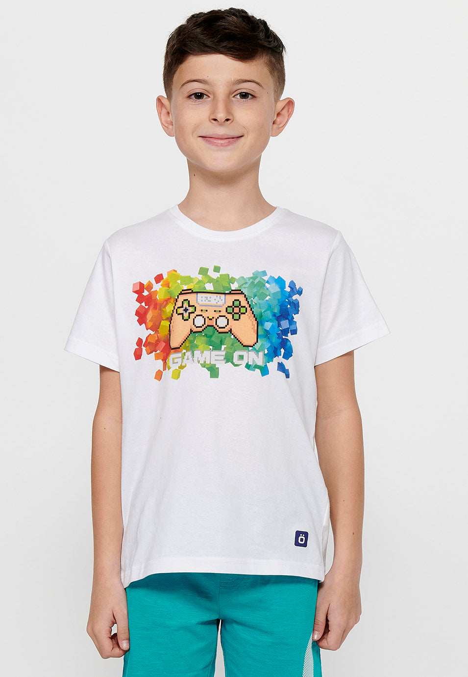 Camiseta Niño Manga Corta Surfera Estampada – Koroshi Blanco