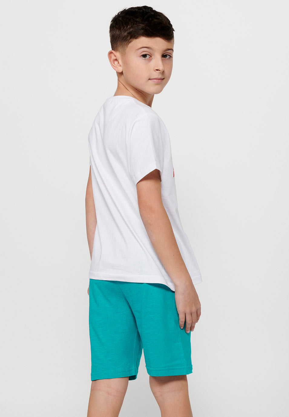 Camiseta Niño Manga Corta Surfera Estampada – Koroshi Blanco