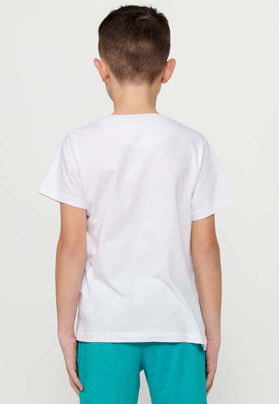 Camiseta Niño Manga Corta Surfera Estampada – Koroshi Blanco