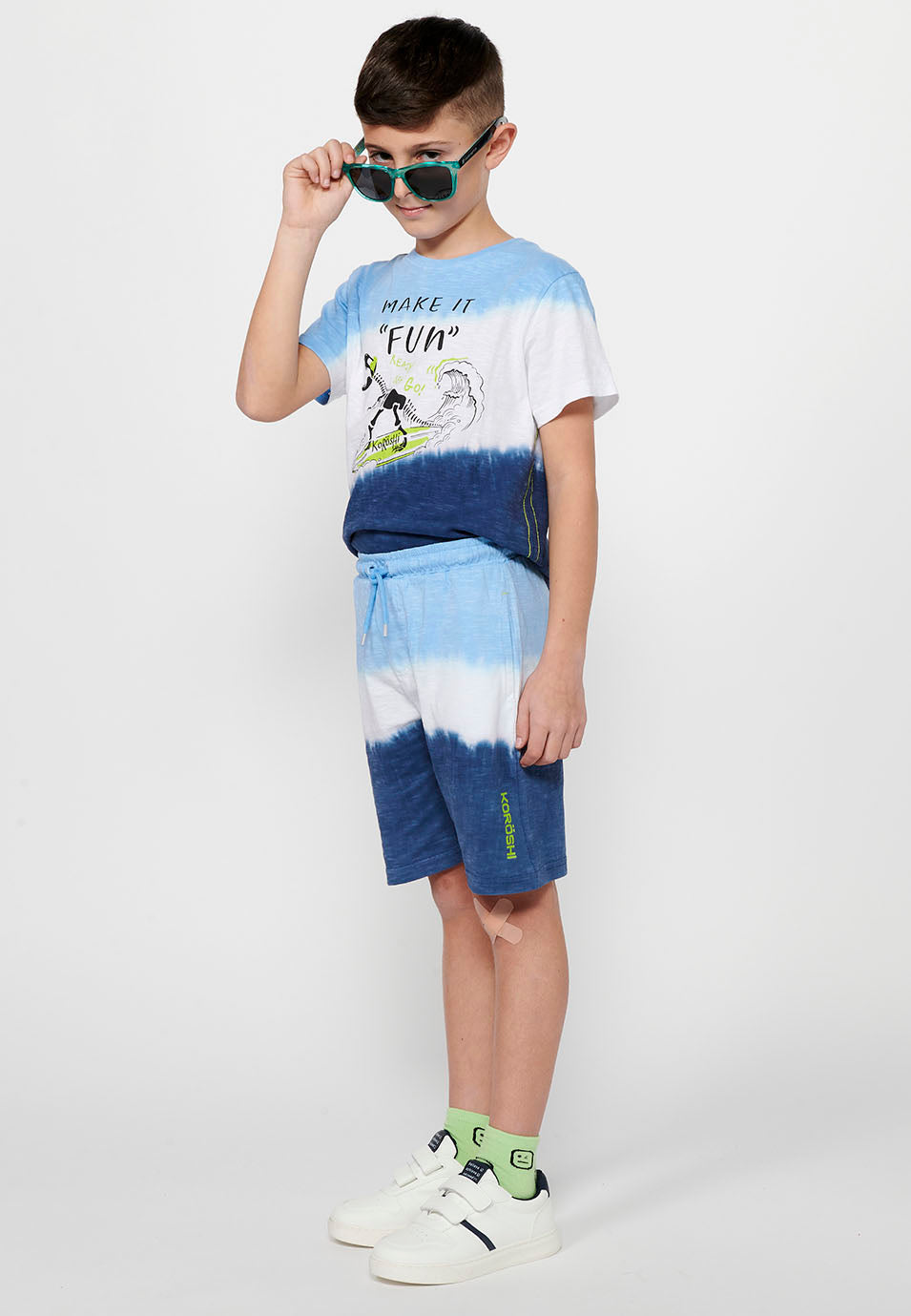 Pantalón Corto Niño Cintura Engomada Tie-Dye – Koroshi Azul