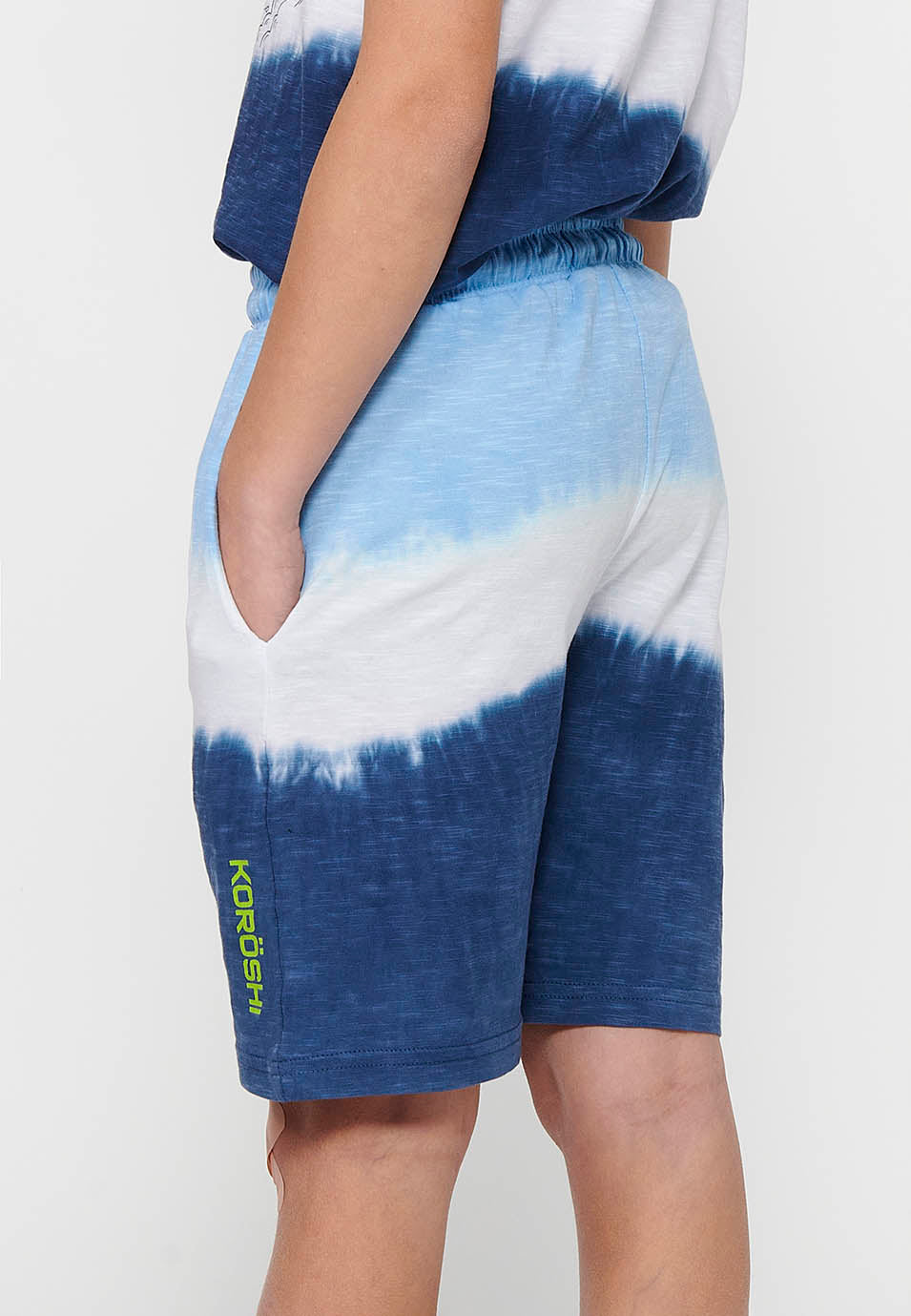 Pantalón Corto Niño Cintura Engomada Tie-Dye – Koroshi Azul