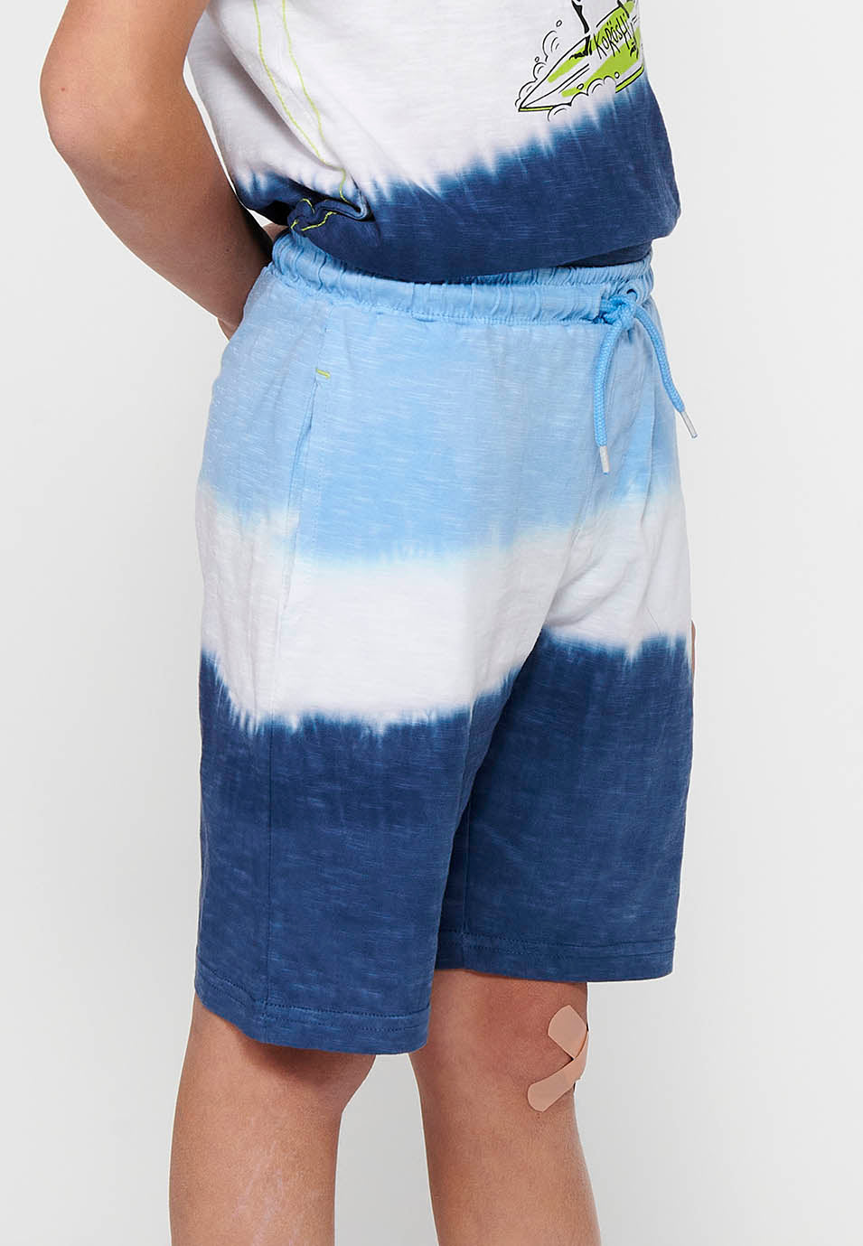 Pantalón Corto Niño Cintura Engomada Tie-Dye – Koroshi Azul