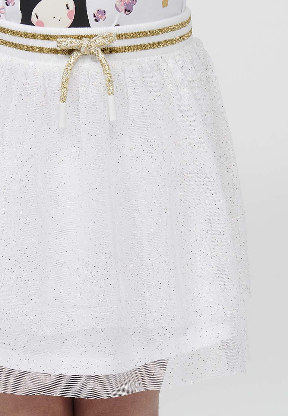 Falda Niña Volantes Topos Brillantes – Koroshi Blanco