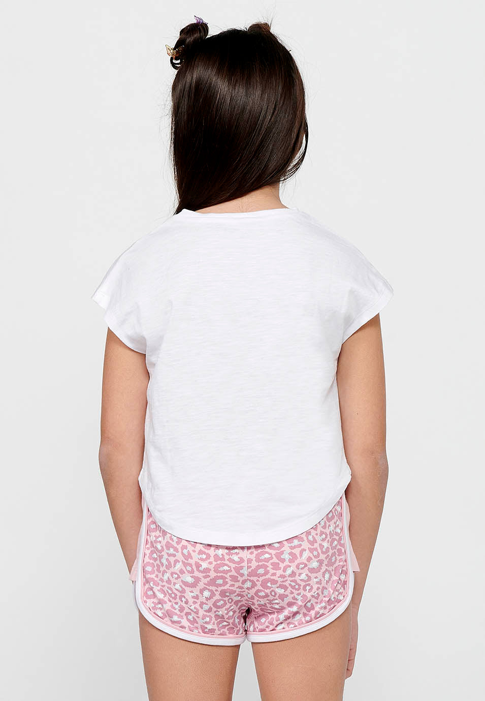 Top Niña Manga Corta Estampado Algodón – Koroshi Blanco