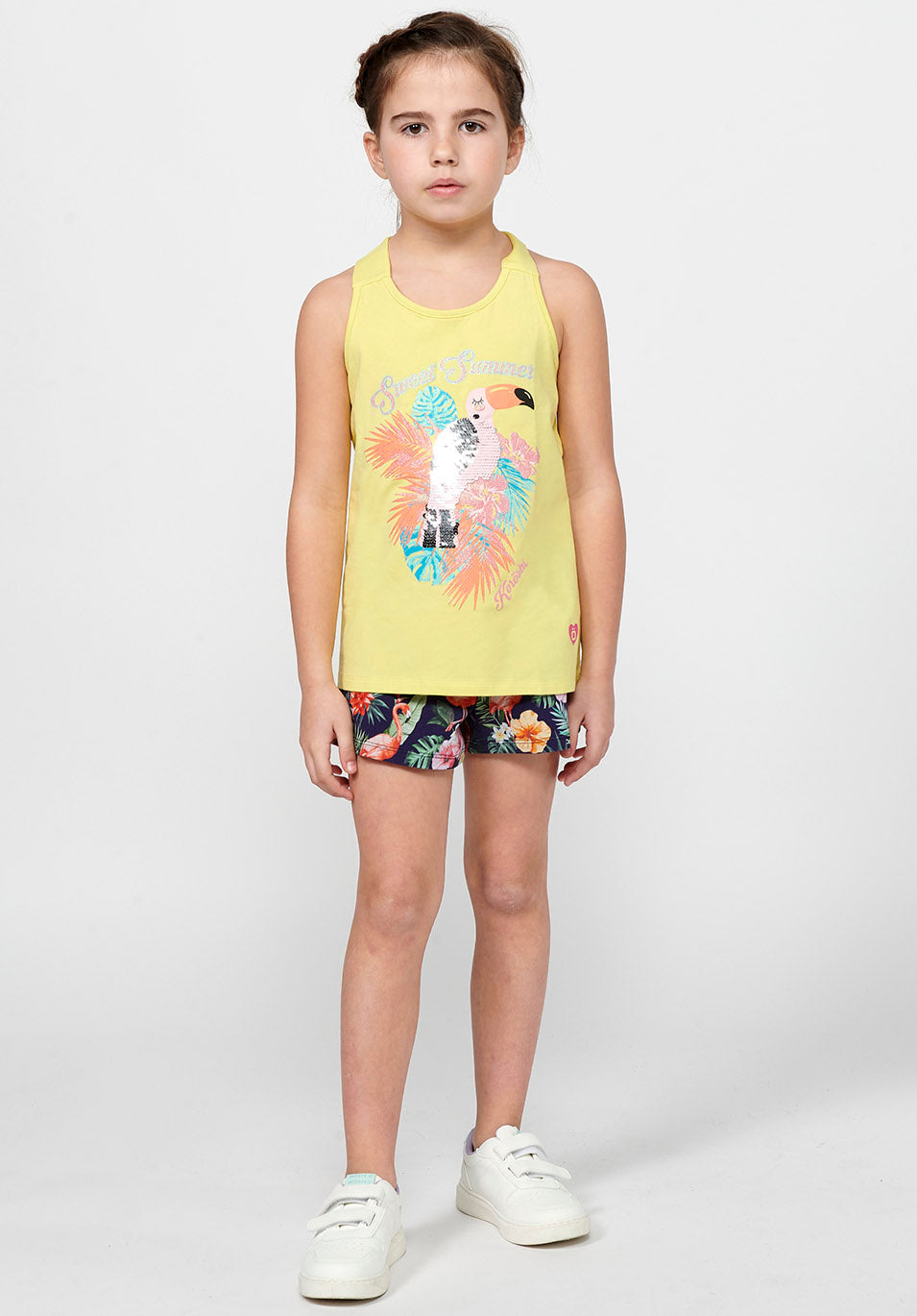 Camiseta Niña Tirantes Estampada Espalda – Koroshi Amarillo