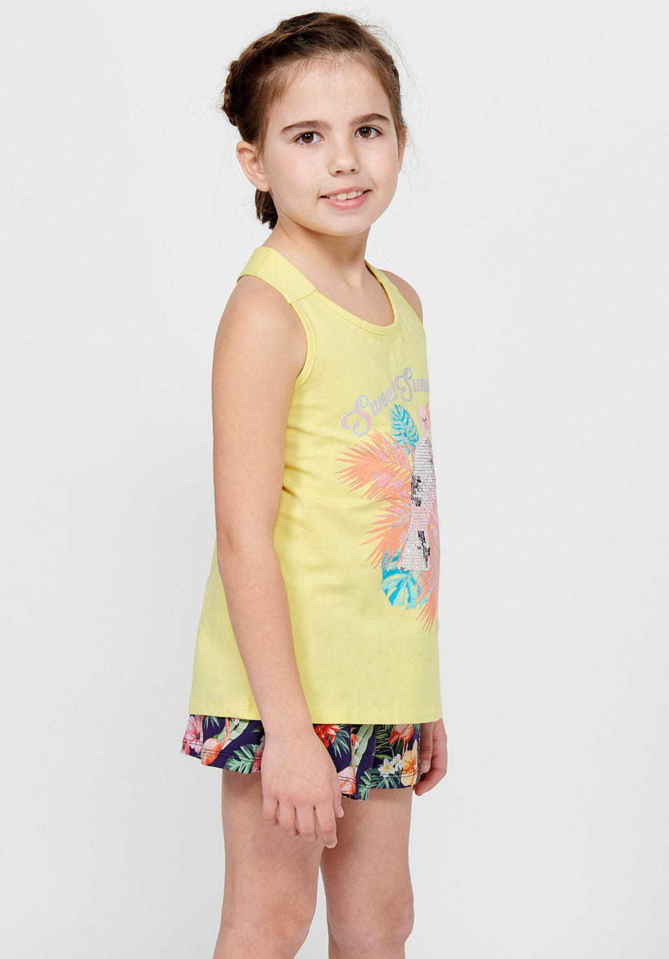 Camiseta Niña Tirantes Estampada Espalda – Koroshi Amarillo