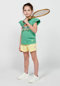Camiseta Niña Manga Corta Volante Doble – Koroshi Verde