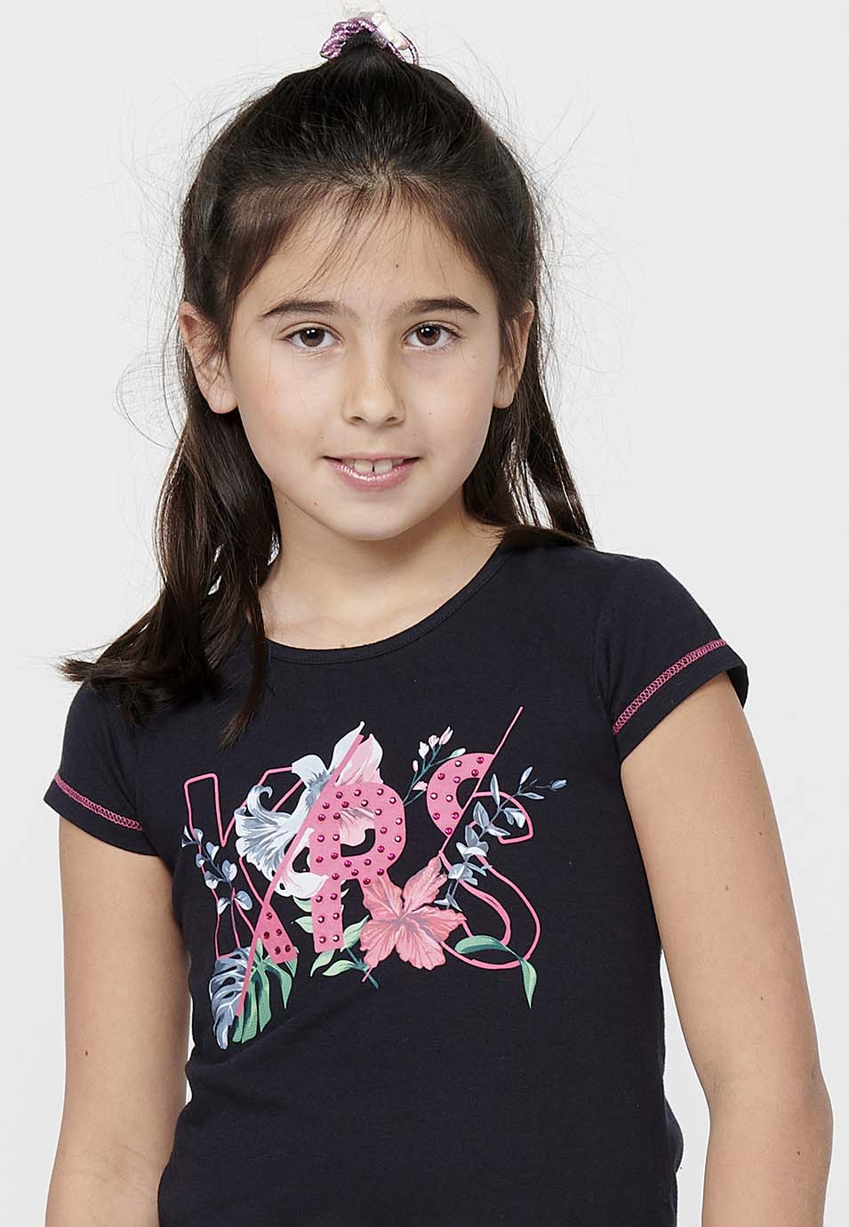 Camiseta Niña Manga Corta Estampada – Koroshi Azul Marino