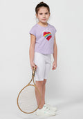 Camiseta Niña Manga Corta Estampada en Relieve – Koroshi Lila