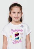 Camiseta Niña Manga Corta Estampado Reversible – Koroshi Blanco