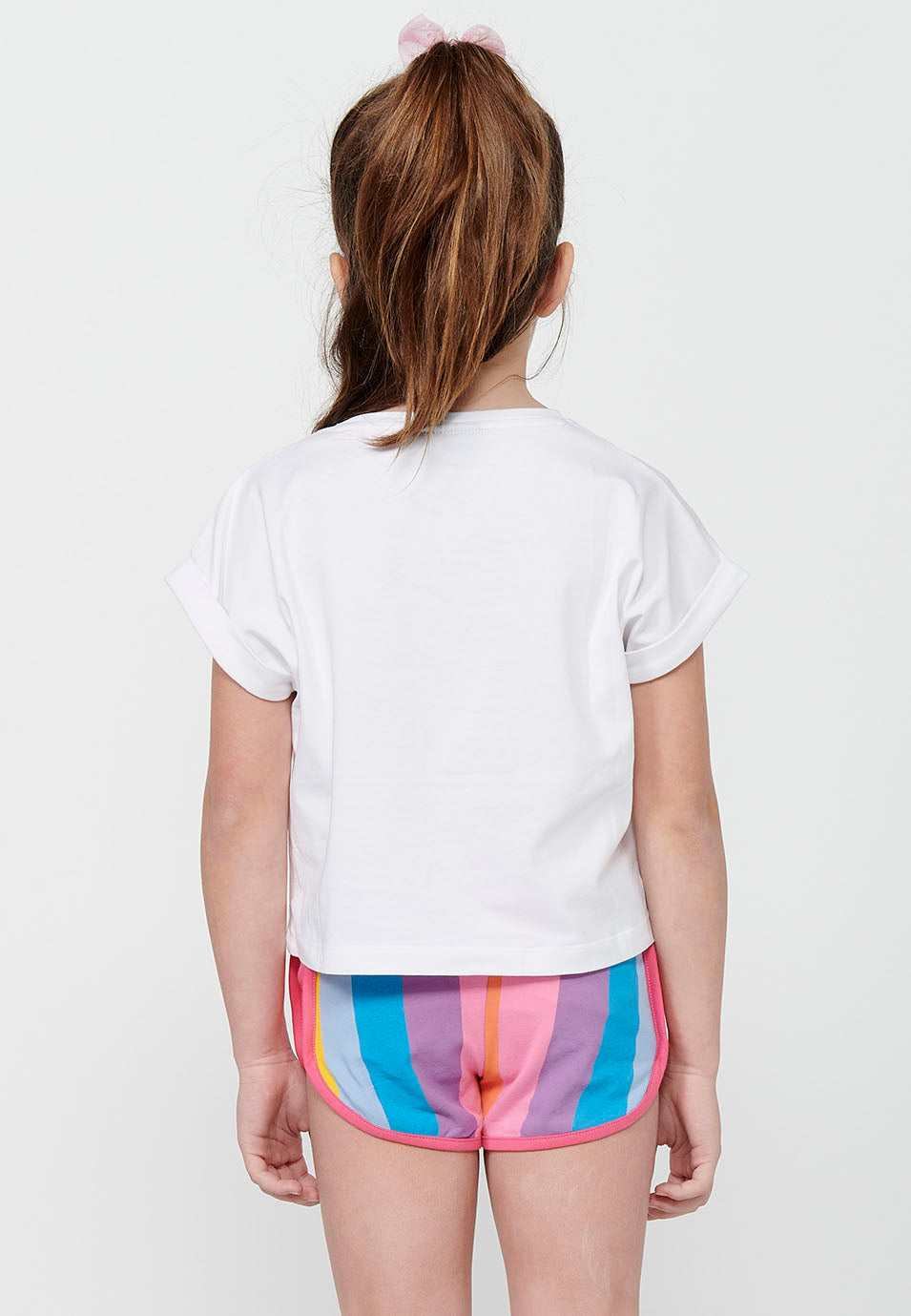 Camiseta Niña Manga Corta Estampado Reversible – Koroshi Blanco