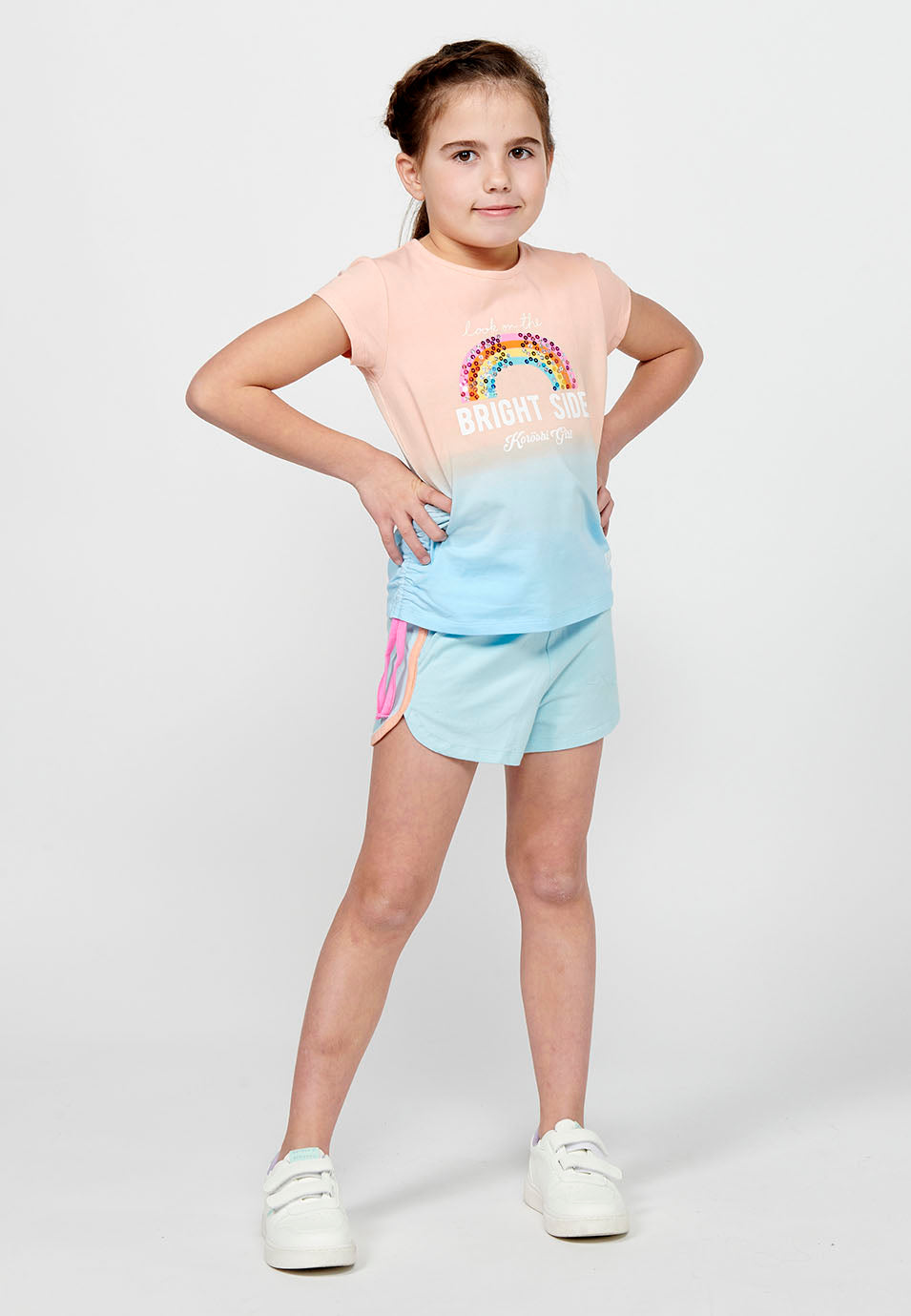 Camiseta Niña Manga Corta Estampada Degradada – Koroshi Multicolor