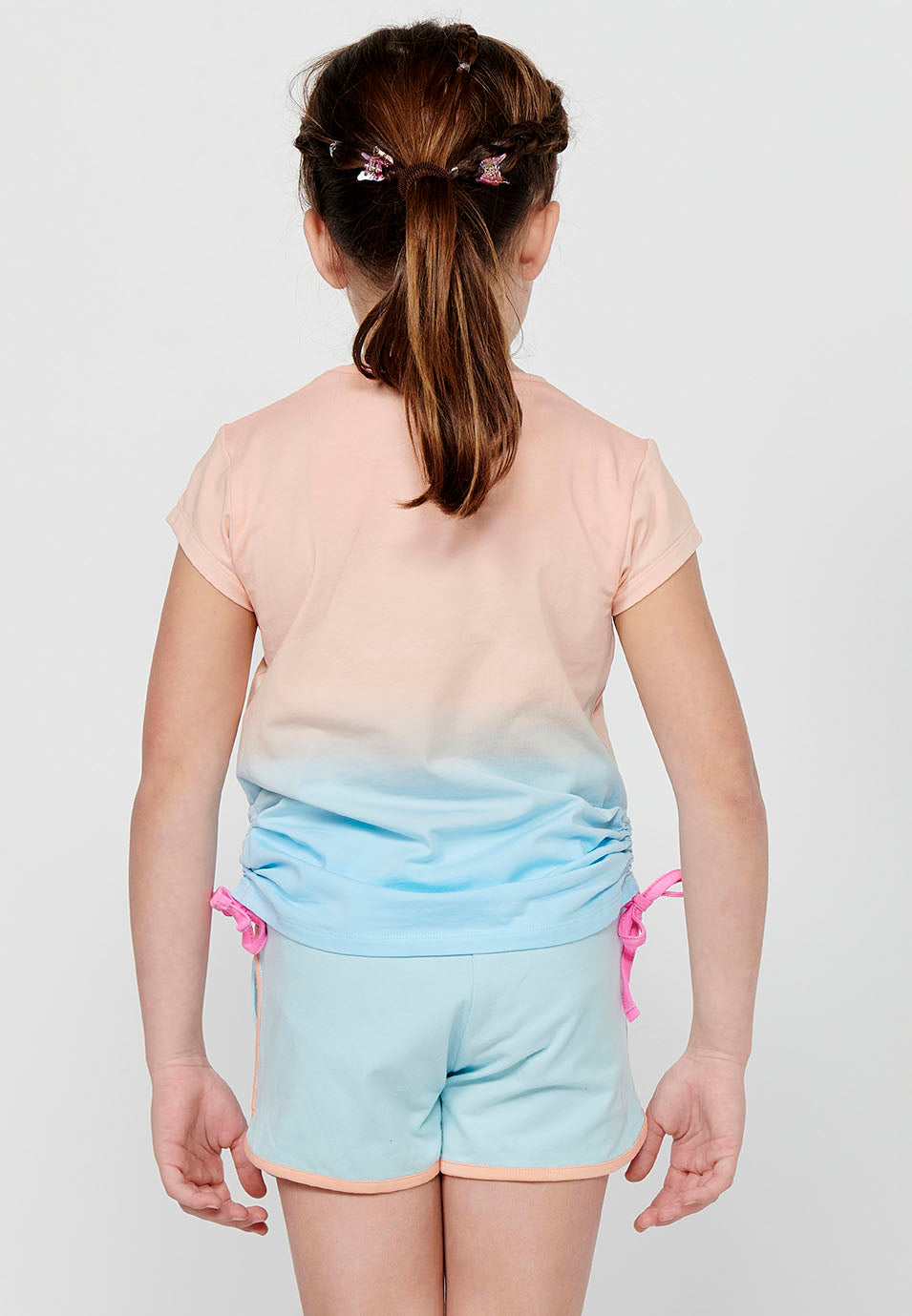 Camiseta Niña Manga Corta Estampada Degradada – Koroshi Multicolor