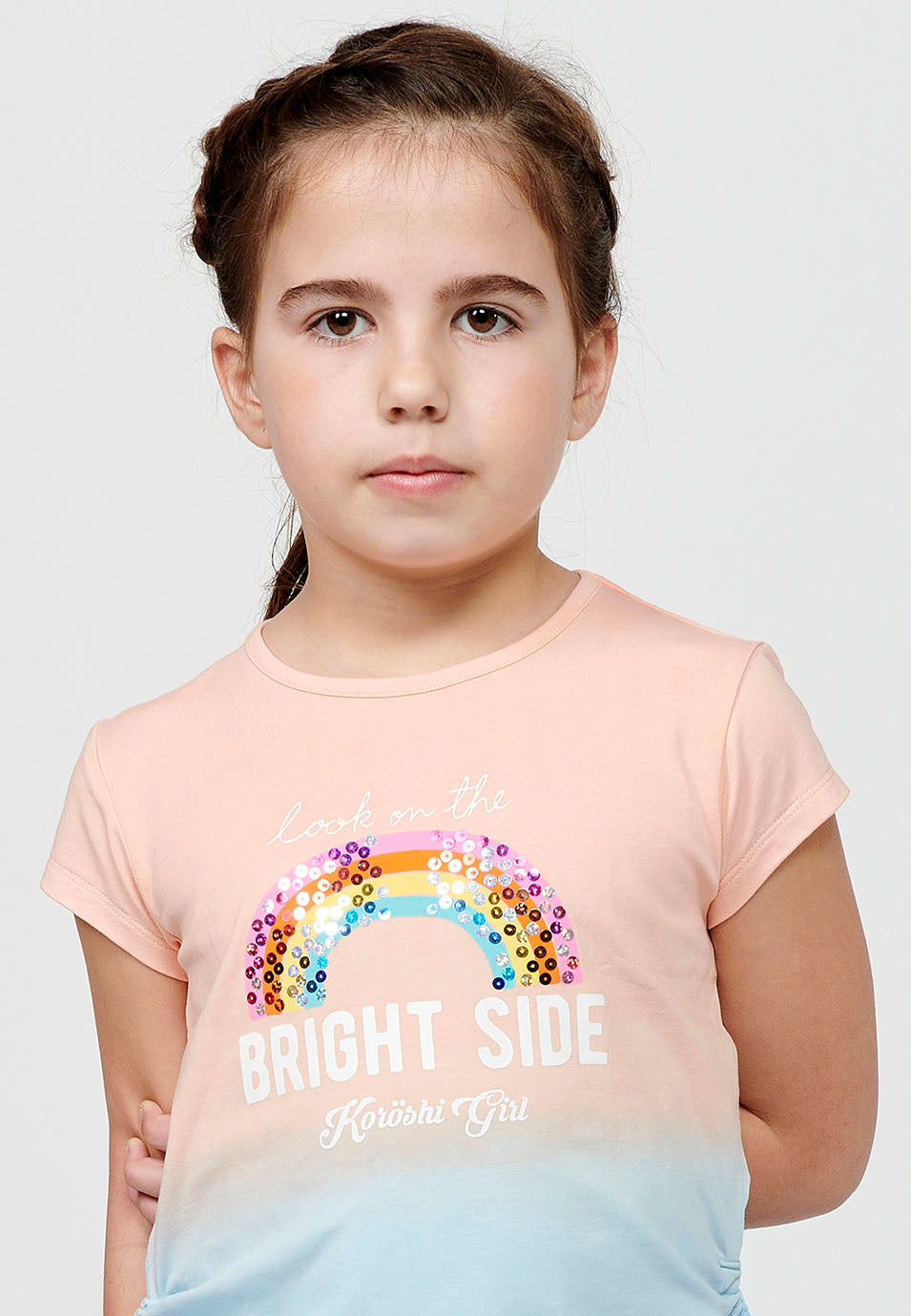 Camiseta Niña Manga Corta Estampada Degradada – Koroshi Multicolor