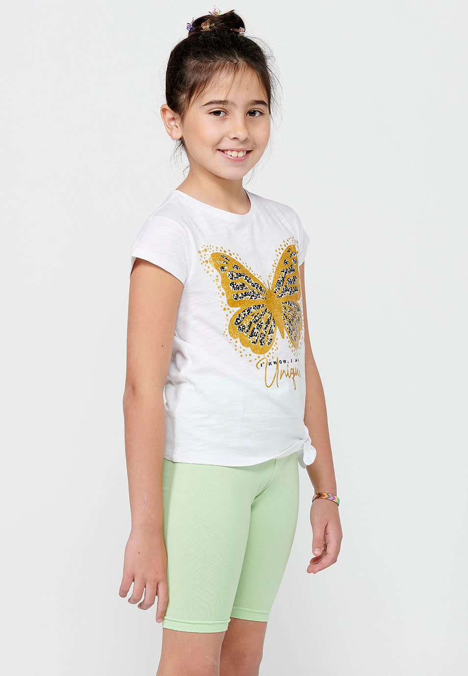 Camiseta Niña Manga Corta Algodón – Koroshi Blanco