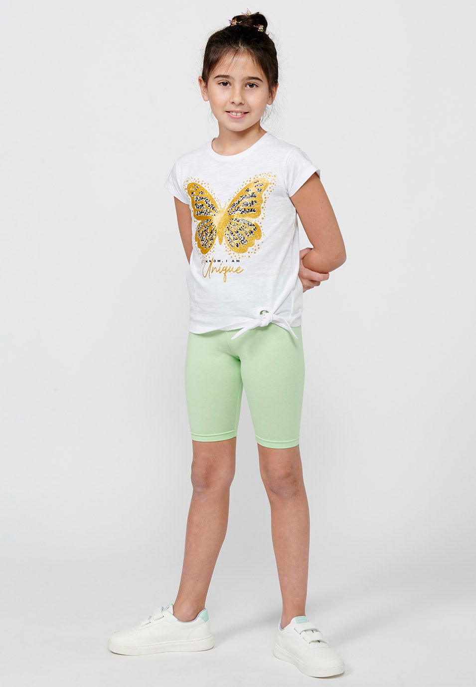 Camiseta Niña Manga Corta Algodón – Koroshi Blanco